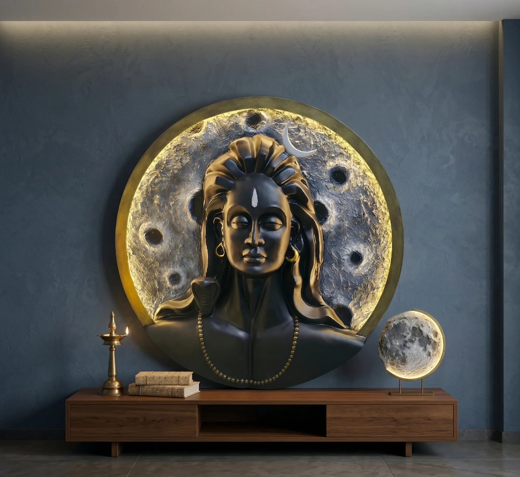 Lord Adiyogi with Moon Wall Panel