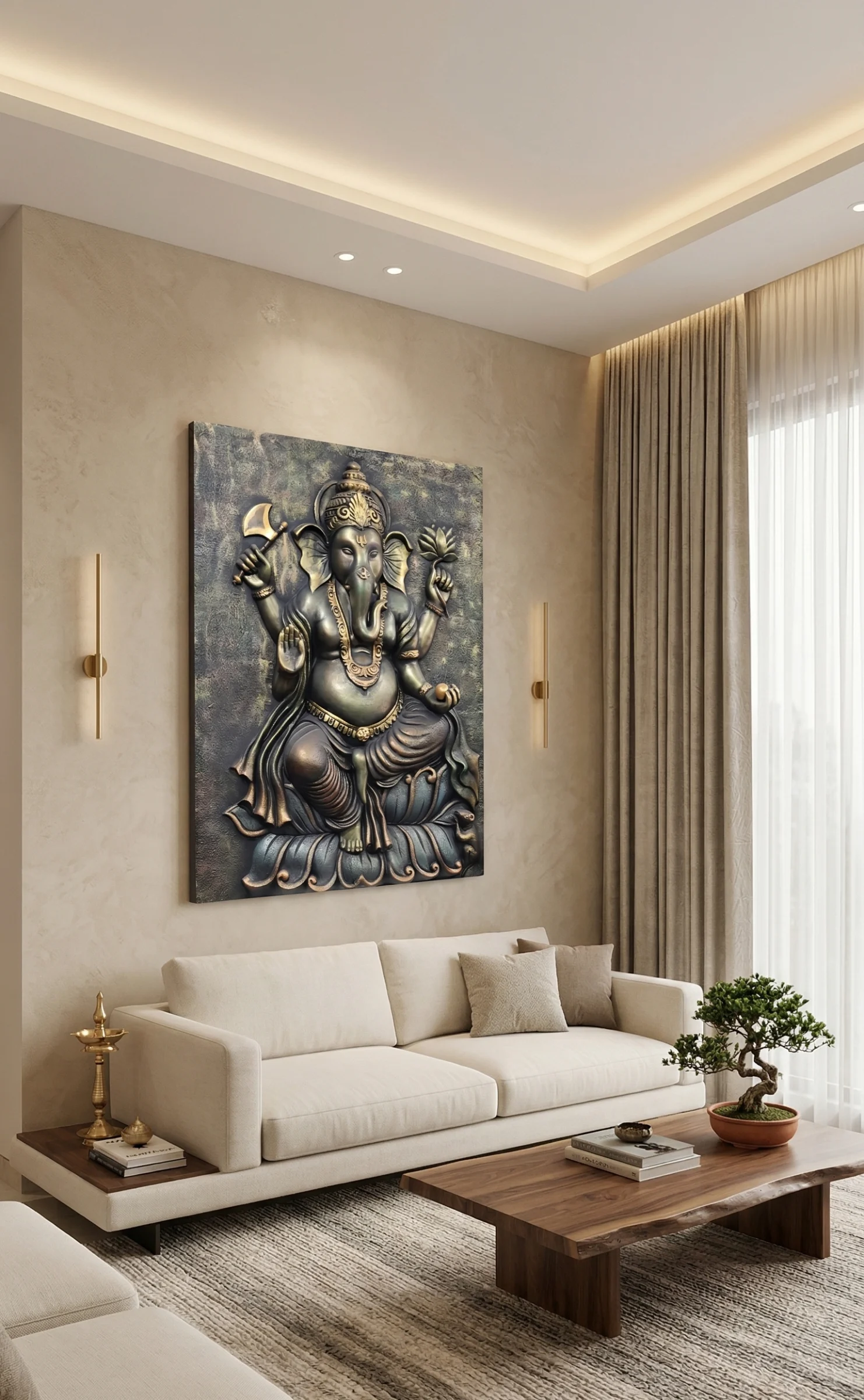 Lord Ganesha 3D relief mural